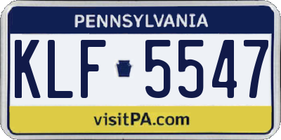 PA license plate KLF5547