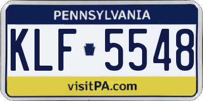 PA license plate KLF5548