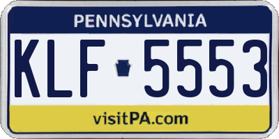 PA license plate KLF5553