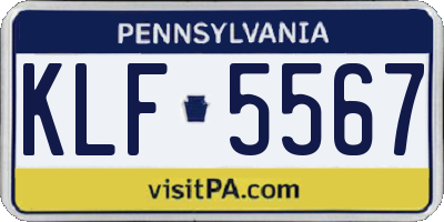 PA license plate KLF5567