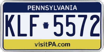 PA license plate KLF5572