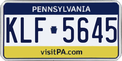 PA license plate KLF5645