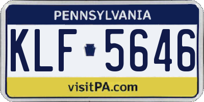 PA license plate KLF5646