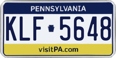 PA license plate KLF5648