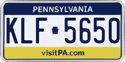PA license plate KLF5650