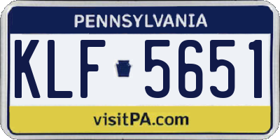 PA license plate KLF5651