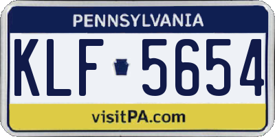 PA license plate KLF5654