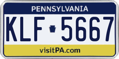 PA license plate KLF5667