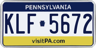 PA license plate KLF5672