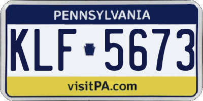 PA license plate KLF5673