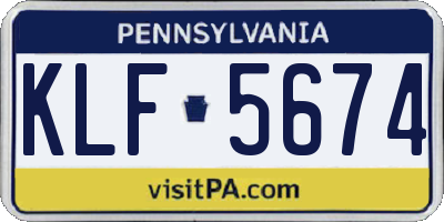 PA license plate KLF5674