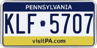 PA license plate KLF5707