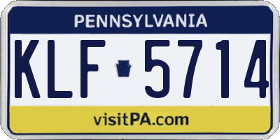 PA license plate KLF5714