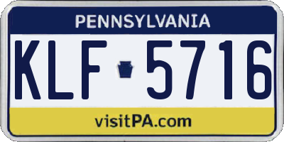 PA license plate KLF5716