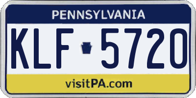 PA license plate KLF5720