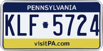 PA license plate KLF5724