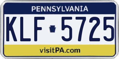 PA license plate KLF5725