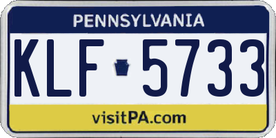 PA license plate KLF5733