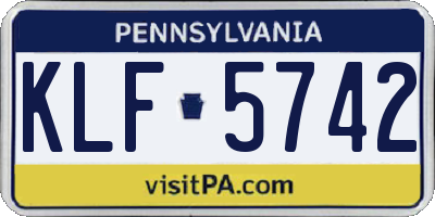 PA license plate KLF5742