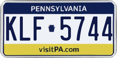 PA license plate KLF5744