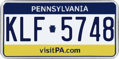 PA license plate KLF5748
