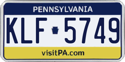 PA license plate KLF5749