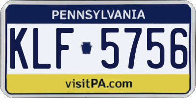 PA license plate KLF5756
