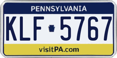 PA license plate KLF5767