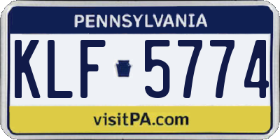 PA license plate KLF5774