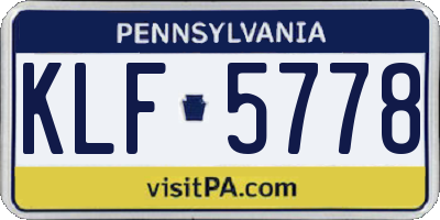PA license plate KLF5778