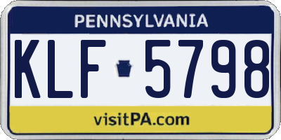 PA license plate KLF5798