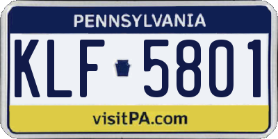 PA license plate KLF5801