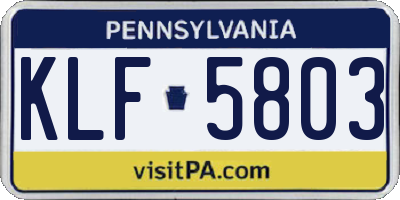 PA license plate KLF5803