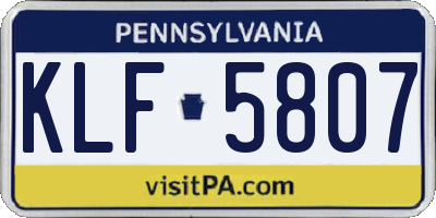 PA license plate KLF5807