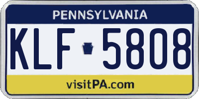 PA license plate KLF5808