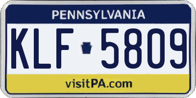 PA license plate KLF5809