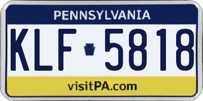 PA license plate KLF5818