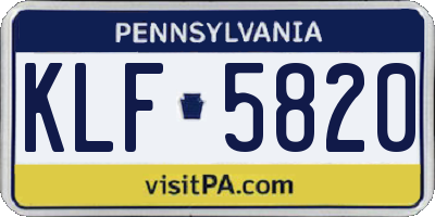 PA license plate KLF5820