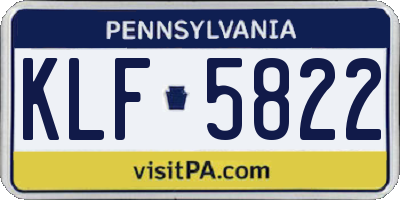 PA license plate KLF5822