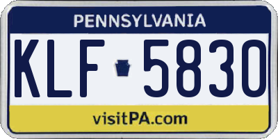 PA license plate KLF5830
