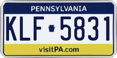 PA license plate KLF5831