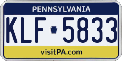 PA license plate KLF5833