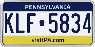 PA license plate KLF5834