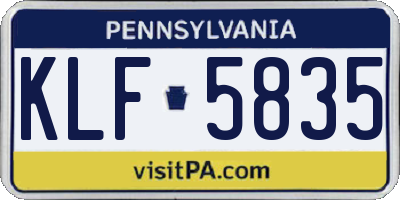 PA license plate KLF5835