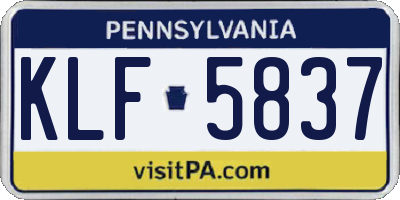 PA license plate KLF5837