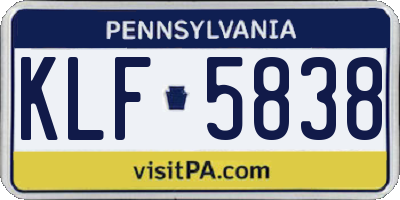 PA license plate KLF5838