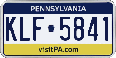 PA license plate KLF5841