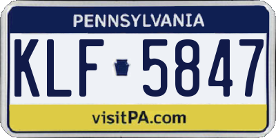 PA license plate KLF5847