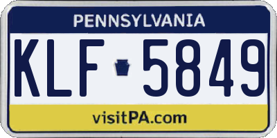 PA license plate KLF5849