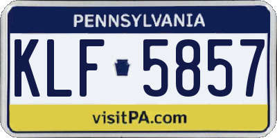 PA license plate KLF5857